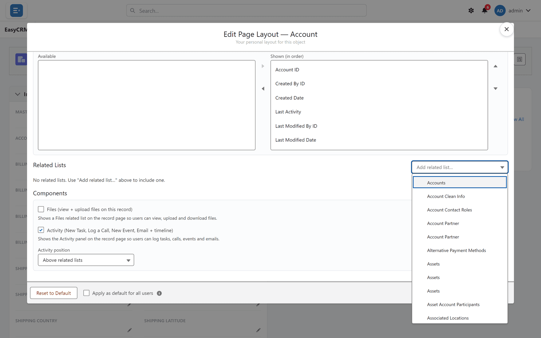 Adding a related list