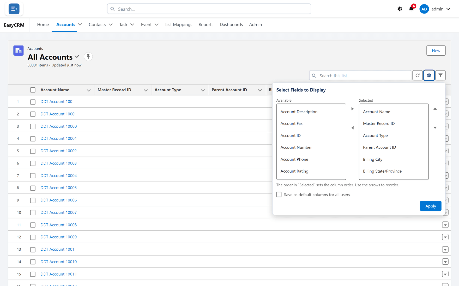 Choosing columns