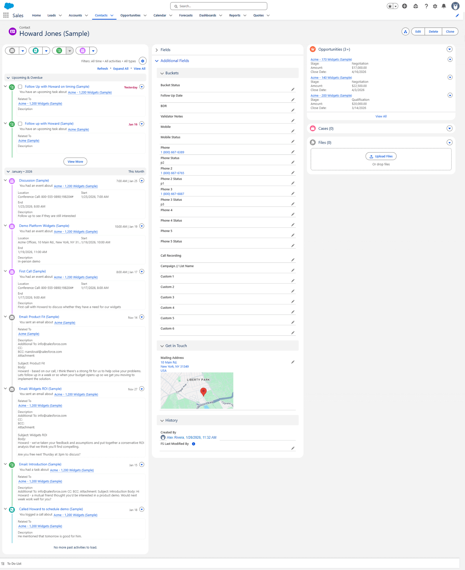 The Contact layout, Buckets section
