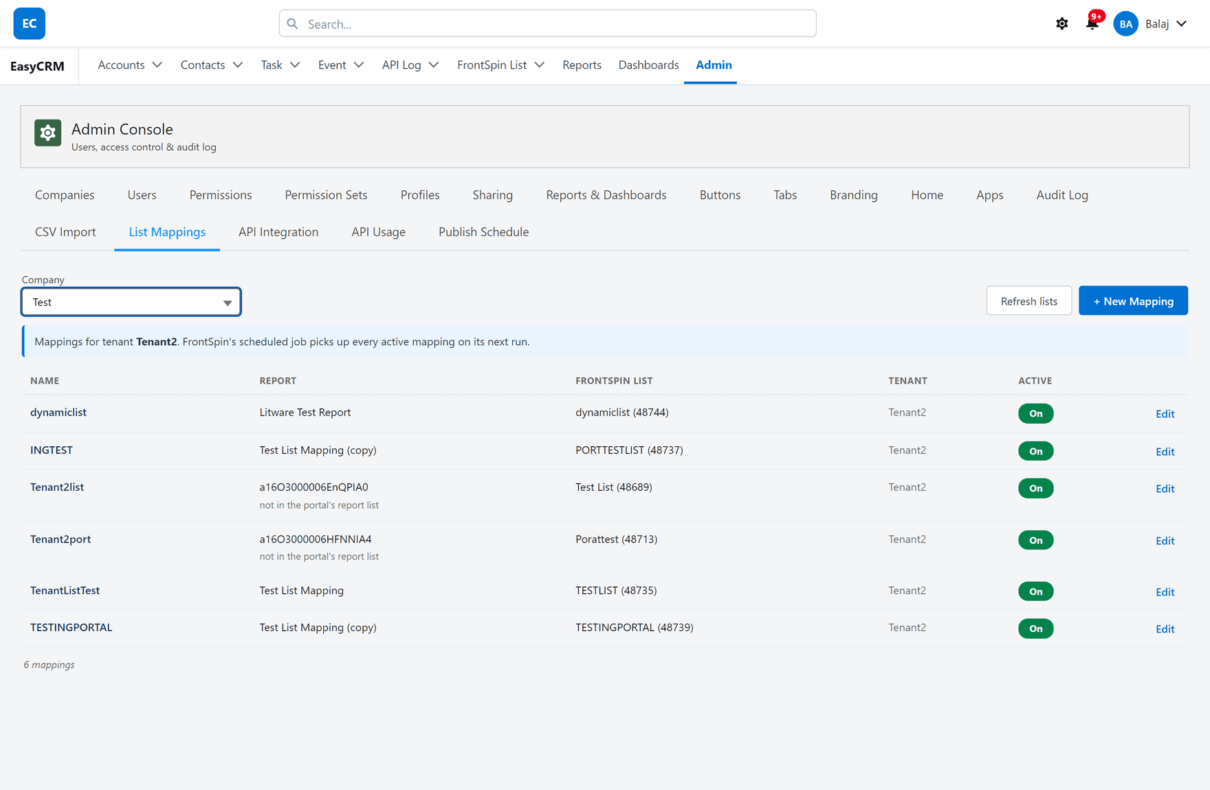 Mappings for a company