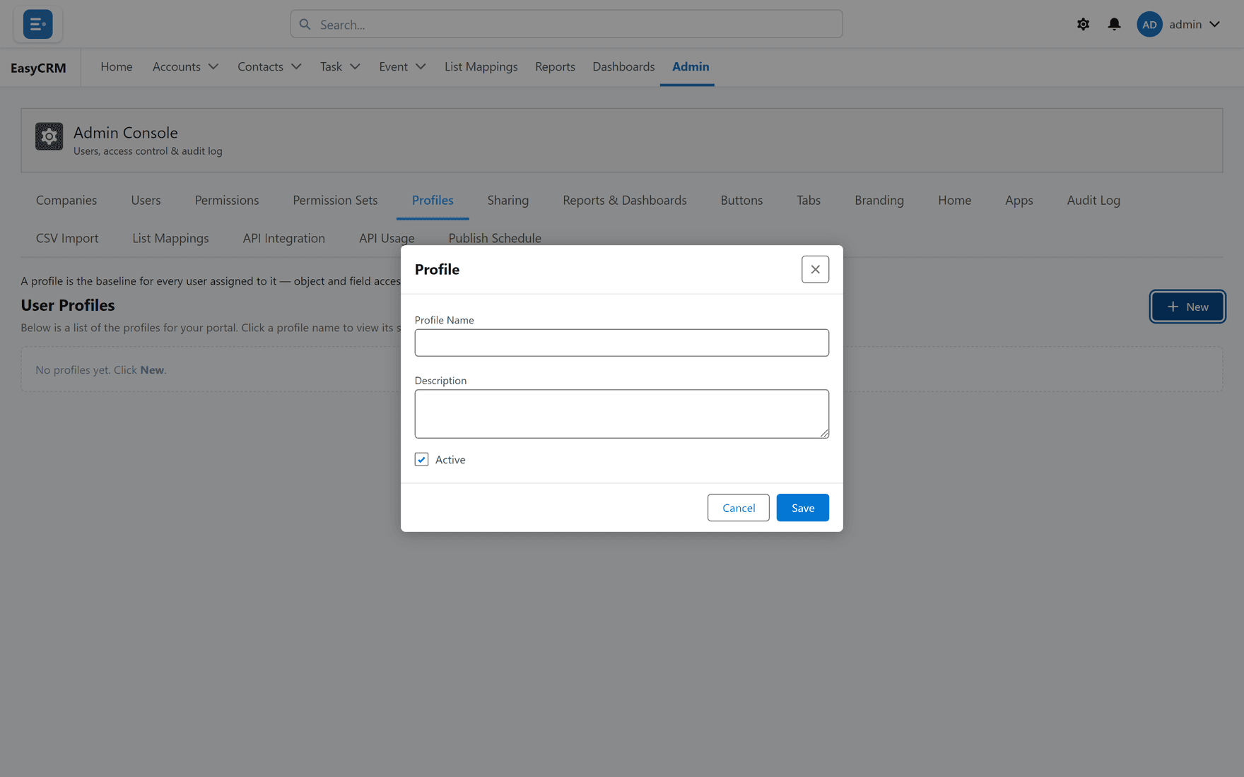 Adding a profile