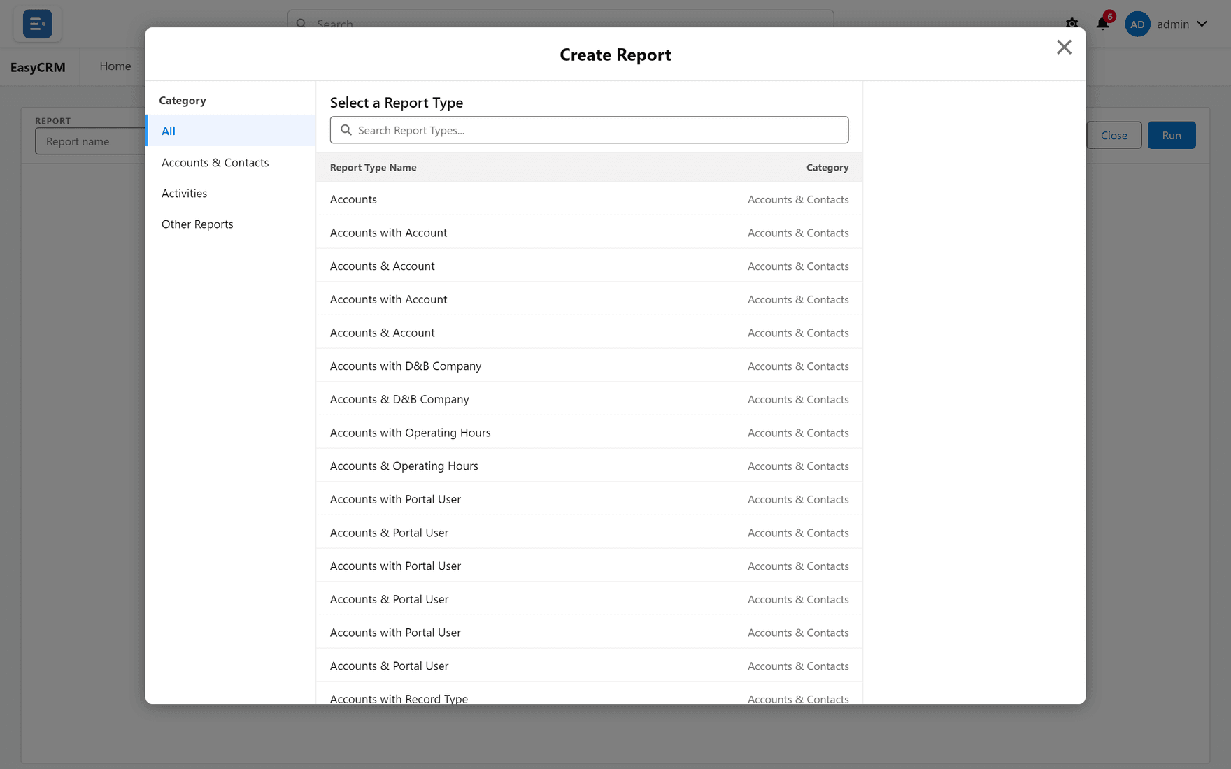 Choosing a report type