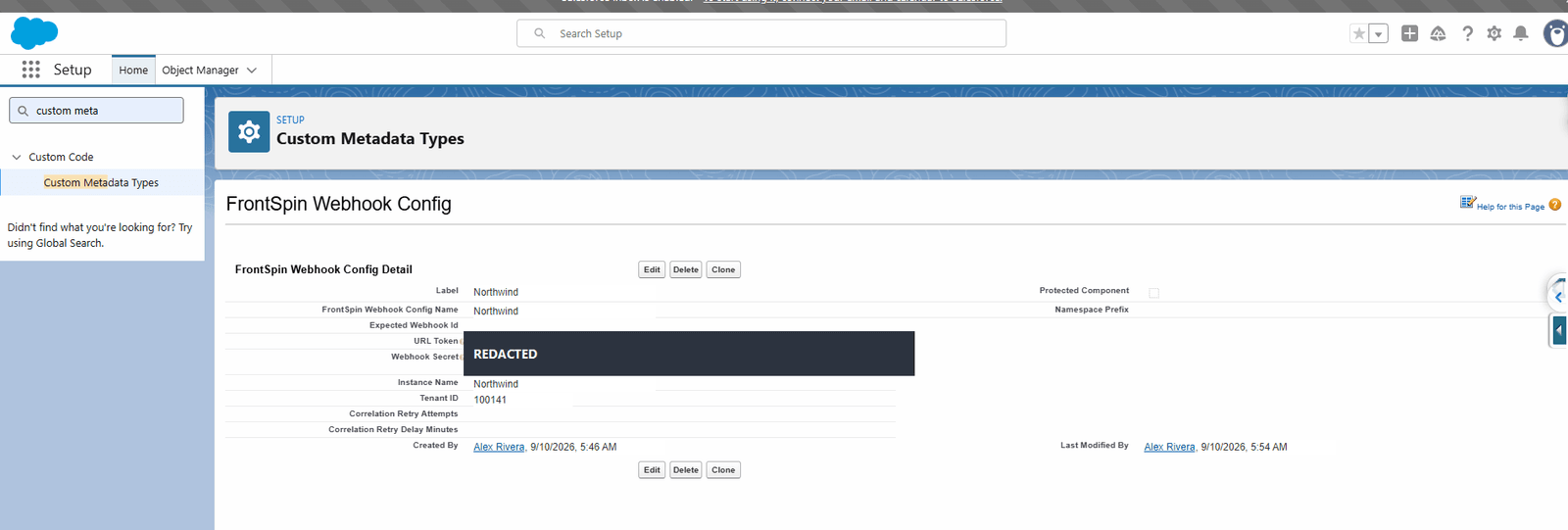 A webhook configuration