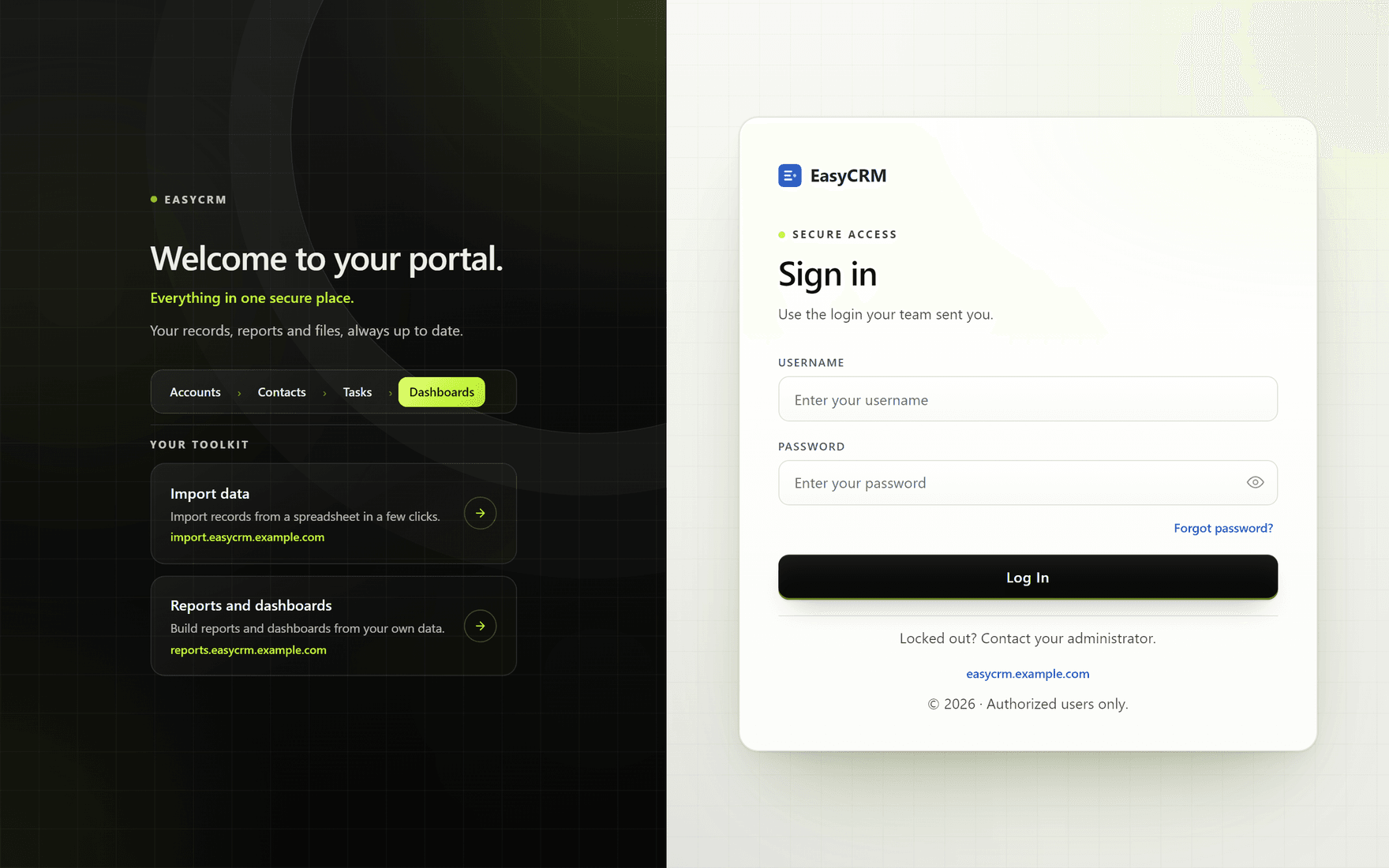 The sign-in page